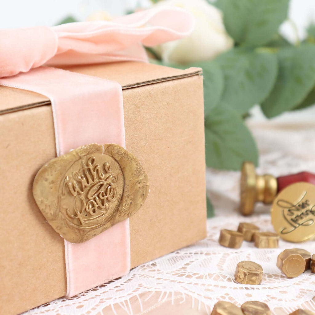 2 Set Wax Seal Stamp Kit Party Favors, Gold Silver "With Love" and "Thank You" Wax Stamp, Wedding Invitation Envelope Letters Mailing Crafts Set