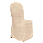 Crinkle Crushed Taffeta Chair Cover for Banquet Chairs Beige - Reusable Slipcover - Bell Racket Store