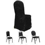 Crinkle Crushed Taffeta Chair Cover for Banquet Chairs Black - Reusable Slipcover - Bell Racket Store