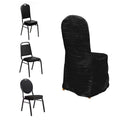 Crinkle Crushed Taffeta Chair Cover for Banquet Chairs Black - Reusable Slipcover - Bell Racket Store