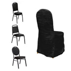 Crinkle Crushed Taffeta Chair Cover for Banquet Chairs Black - Reusable Slipcover - Bell Racket Store