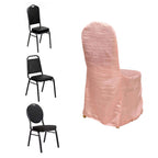 Crinkle Crushed Taffeta Chair Cover for Banquet Chairs Dusty Rose - Reusable Slipcover - Bell Racket Store