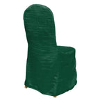 Crinkle Crushed Taffeta Chair Cover for Banquet Chairs Hunter Emerald Green - Reusable Slipcover - Bell Racket Store