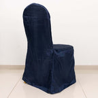 Crinkle Crushed Taffeta Chair Cover for Banquet Chairs Navy Blue - Reusable Slipcover - Bell Racket Store