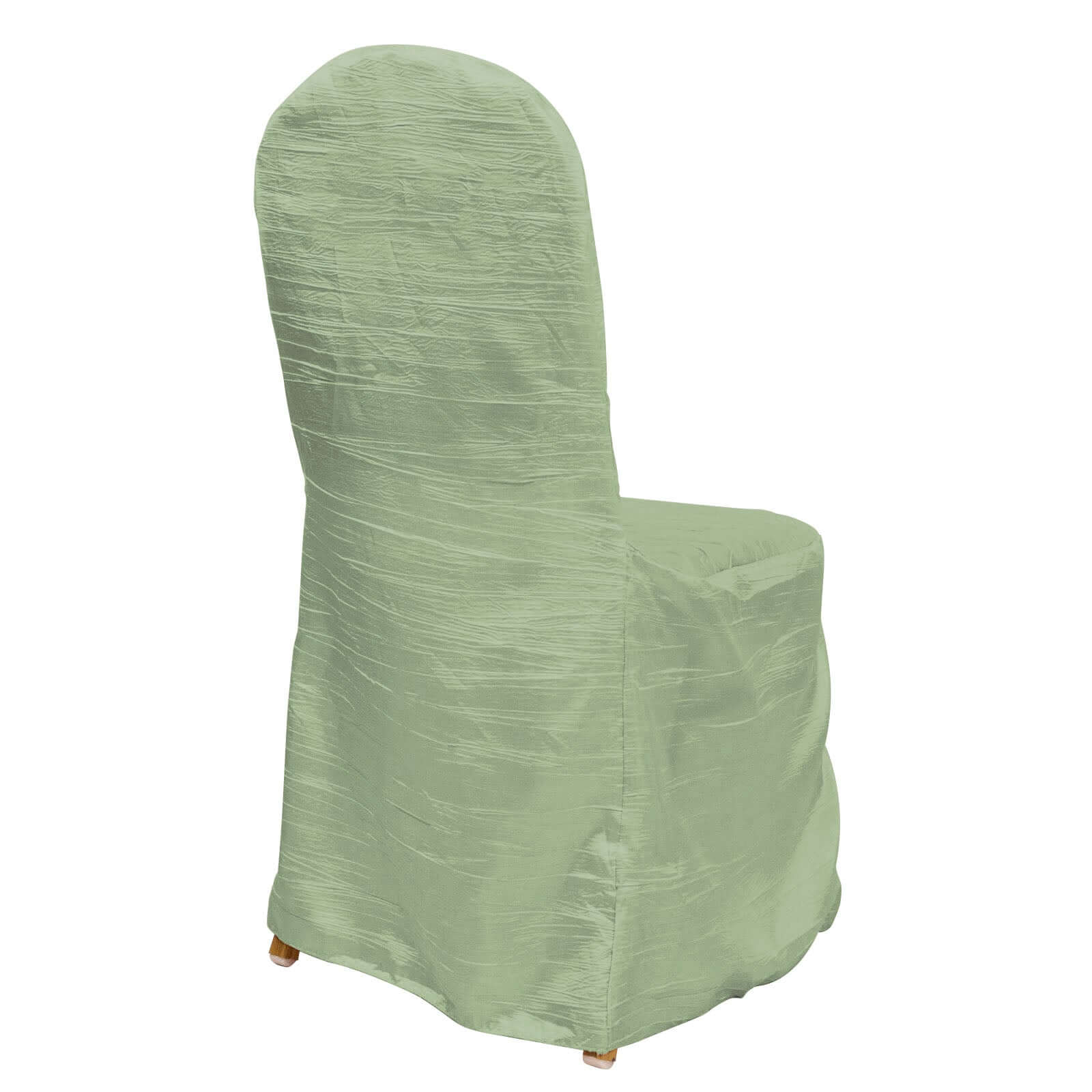 Crinkle Crushed Taffeta Chair Cover for Banquet Chairs Sage Green - Reusable Slipcover - Bell Racket Store