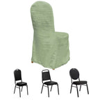 Crinkle Crushed Taffeta Chair Cover for Banquet Chairs Sage Green - Reusable Slipcover - Bell Racket Store