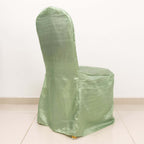 Crinkle Crushed Taffeta Chair Cover for Banquet Chairs Sage Green - Reusable Slipcover - Bell Racket Store