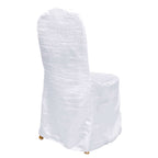 Crinkle Crushed Taffeta Chair Cover for Banquet Chairs White - Reusable Chic Wedding Decor - Bell Racket Store