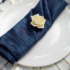 5 Pack Taffeta 20"x20" Napkins Navy Blue - Accordion Crinkle Dinner Napkins