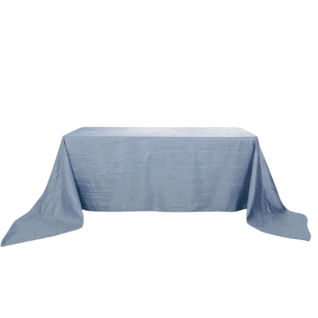 Taffeta 90"x156" Rectangle Tablecloth Dusty Blue - Accordion Crinkle Seamless Table Cover