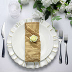 5 Pack Taffeta 20"x20" Napkins Gold - Accordion Crinkle Style Dinner Napkins for Upscale Dining