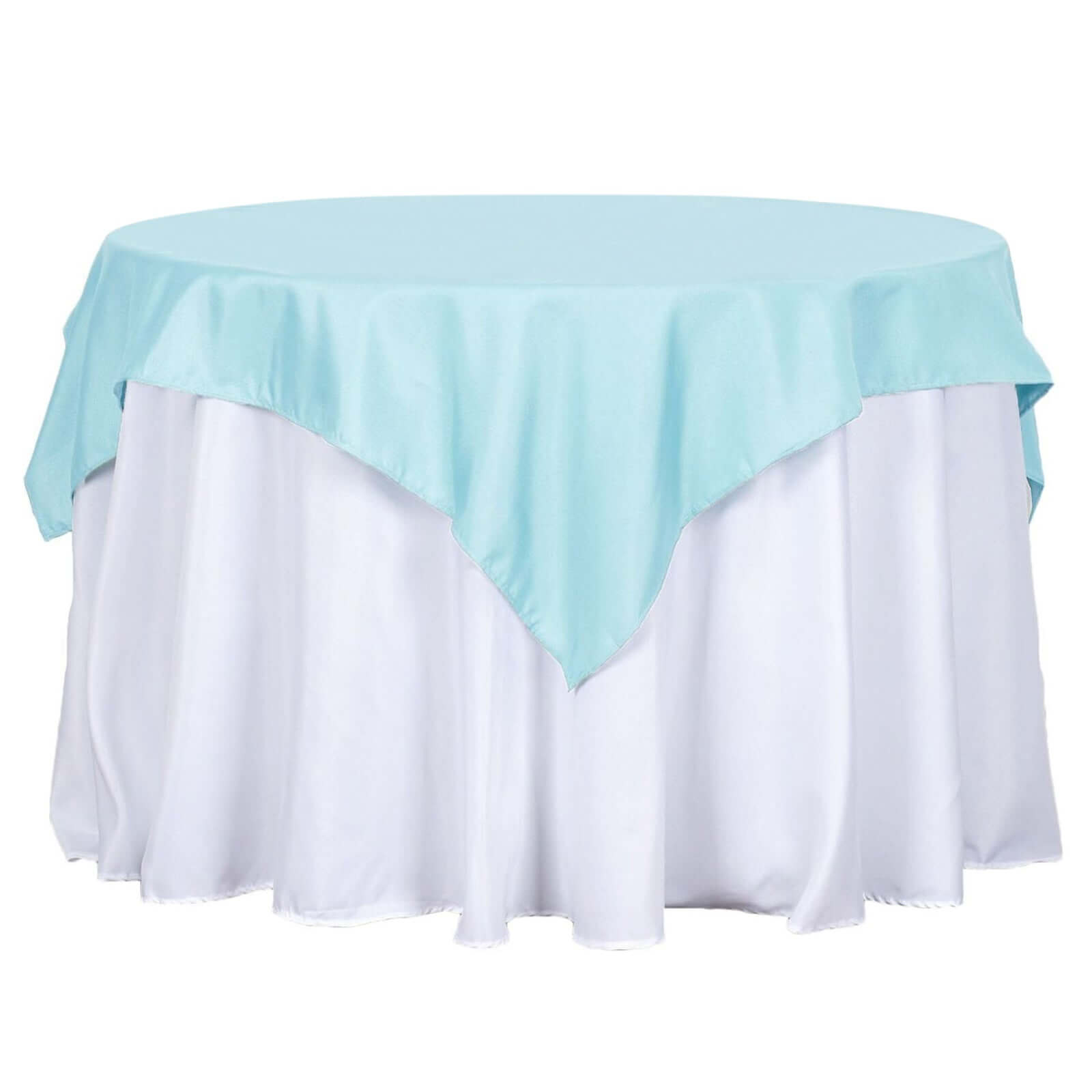 Polyester 54"x54" Table Overlay Square Tablecloth Light Blue - Wrinkle-Resistant & Durable Table Cover
