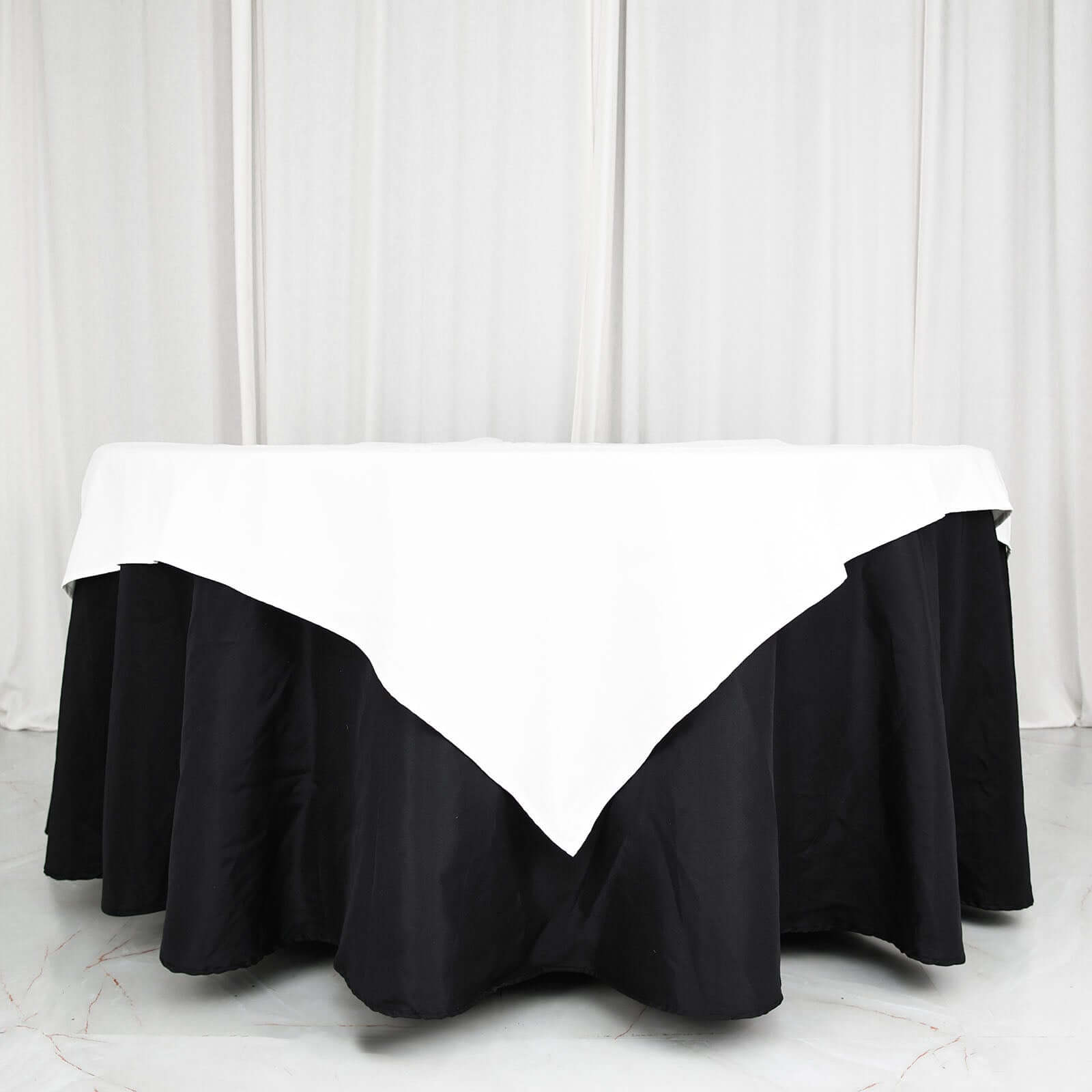 100% Cotton 54"x54" Table Overlay Square Tablecloth White Linen - Sophisticated, Soft & Breathable Fabric Table Topper