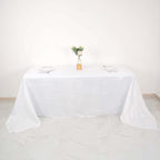 Taffeta 90"x132" Rectangle Tablecloth White - Seamless Accordion Crinkle Design for Sophisticated Gatherings