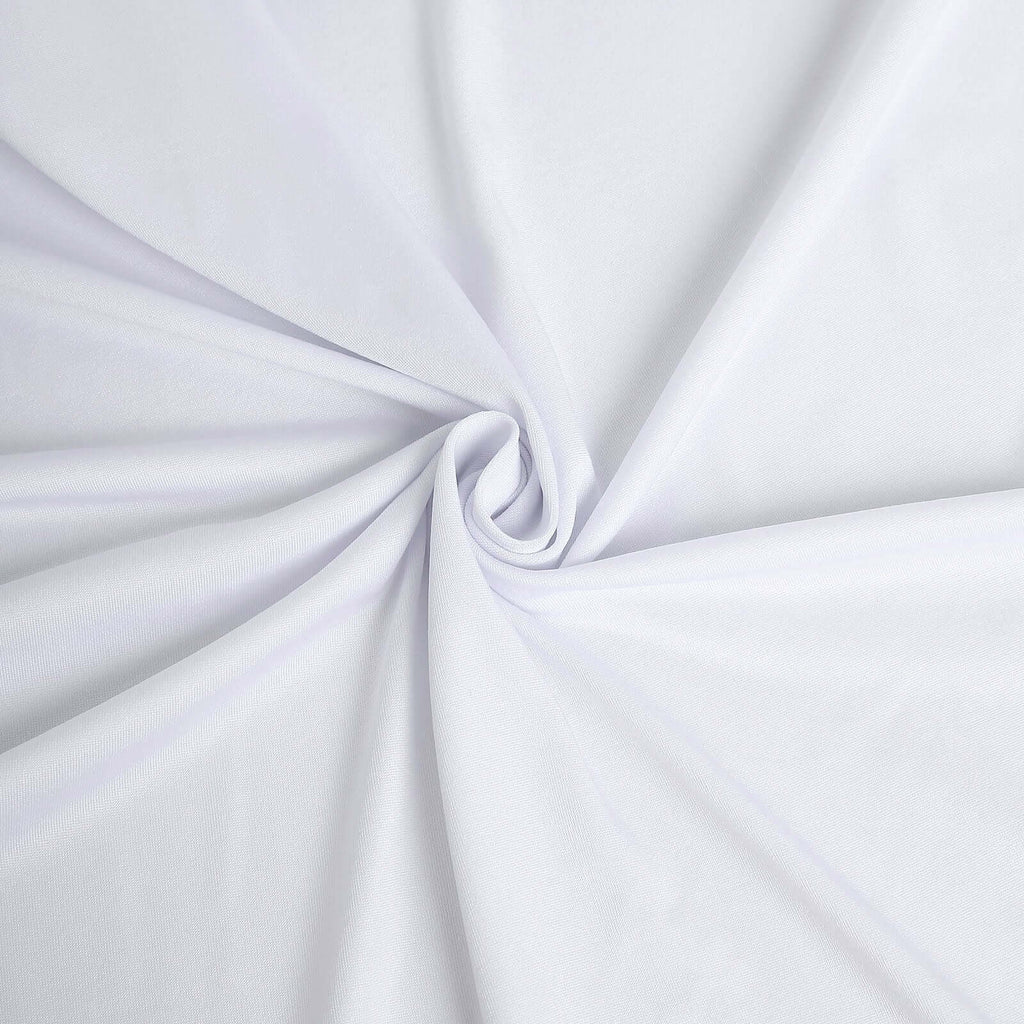 Spandex 30" Round Cocktail Table Cover Skirt White With Natural Wavy Drapes