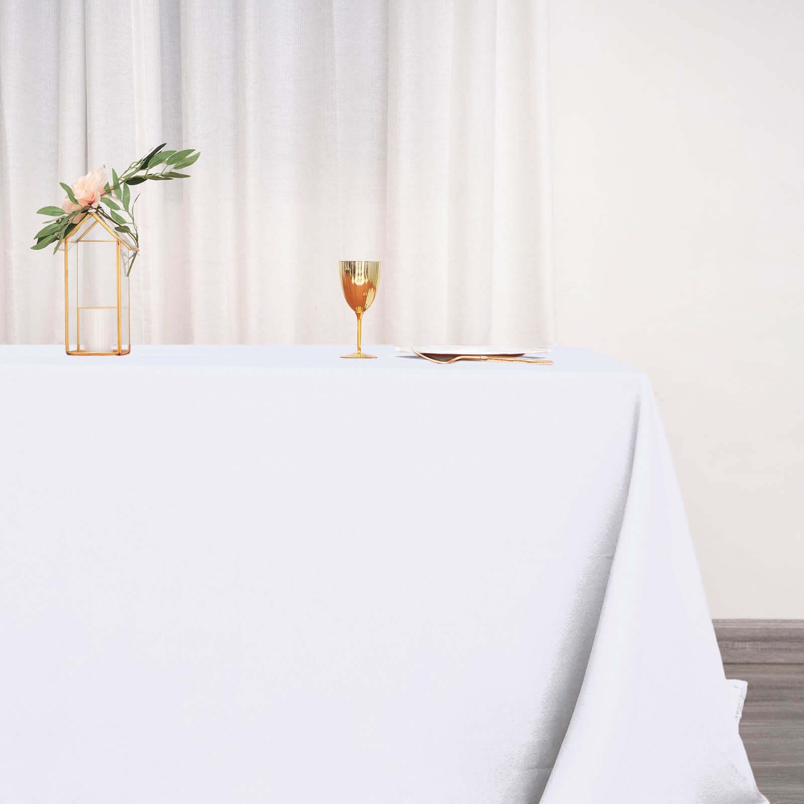 Polyester 90"x132" Rectangle Tablecloth White - Seamless Wrinkle-Resistant Design for Luxe Celebrations