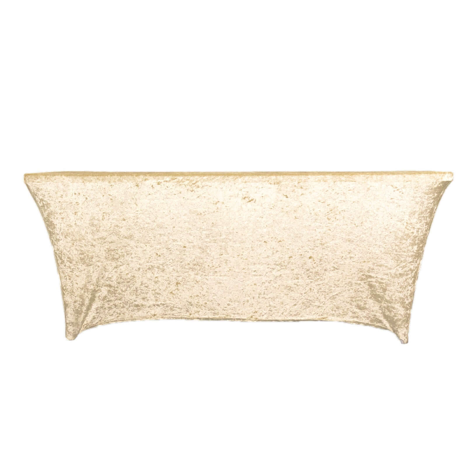 Crushed Velvet Fitted Rectangular 6ft Table Cover Beige - Wrinkle - Free Stretchy Tablecloth - Bell Racket Store