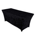 Crushed Velvet Fitted Rectangular 6ft Table Cover Black - Wrinkle - Free Stretchy Tablecloth - Bell Racket Store