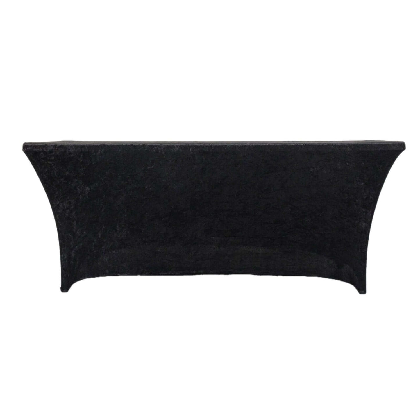 Crushed Velvet Fitted Rectangular 6ft Table Cover Black - Wrinkle - Free Stretchy Tablecloth - Bell Racket Store