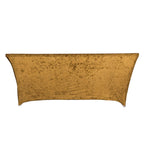 Crushed Velvet Fitted Rectangular 6ft Table Cover Gold - Wrinkle - Free Stretchy Tablecloth - Bell Racket Store