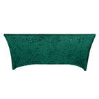 Crushed Velvet Fitted Rectangular 6ft Table Cover Hunter Emerald Green - Wrinkle - Free Stretchy Tablecloth - Bell Racket Store