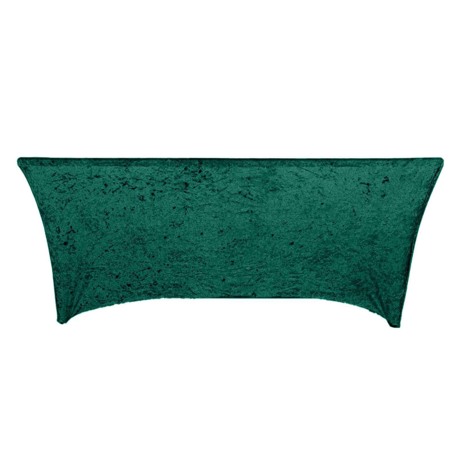 Crushed Velvet Fitted Rectangular 6ft Table Cover Hunter Emerald Green - Wrinkle - Free Stretchy Tablecloth - Bell Racket Store