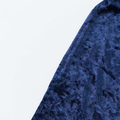 Crushed Velvet Fitted Rectangular 6ft Table Cover Navy Blue - Wrinkle - Free Stretchy Tablecloth - Bell Racket Store