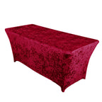 Crushed Velvet Fitted Rectangular 6ft Table Cover Red - Wrinkle - Free Stretchy Tablecloth - Bell Racket Store