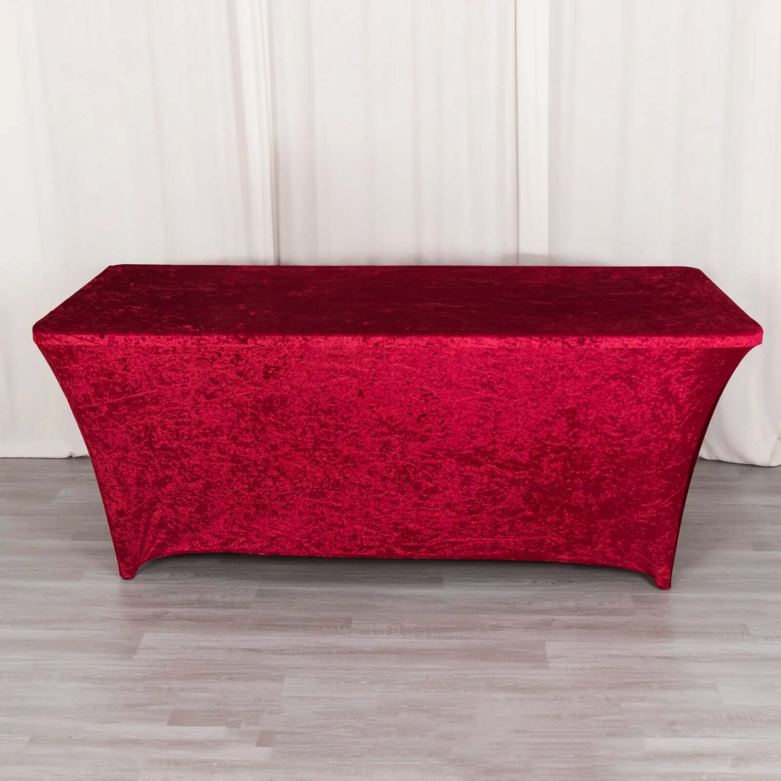 Crushed Velvet Fitted Rectangular 6ft Table Cover Red - Wrinkle - Free Stretchy Tablecloth - Bell Racket Store