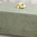 Crushed Velvet Fitted Rectangular 6ft Table Cover Sage Green - Wrinkle - Free Stretchy Tablecloth - Bell Racket Store