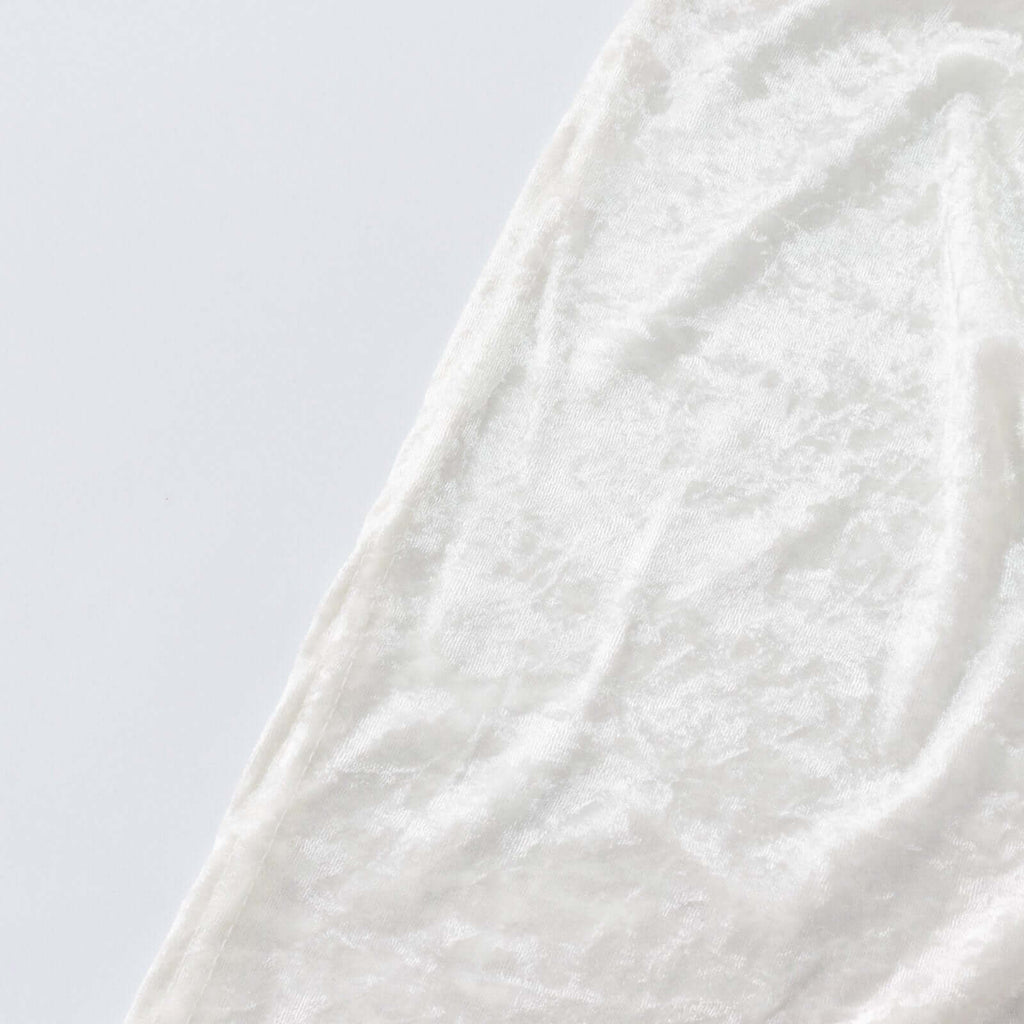 Crushed Velvet Fitted Rectangular 6ft Table Cover White - Wrinkle - Free Stretchy Tablecloth for Weddings and Banquets - Bell Racket Store