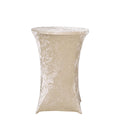 Crushed Velvet Spandex 30" Round Cocktail Table Cover Beige Smooth Highboy Tablecloth - Bell Racket Store