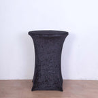 Crushed Velvet Spandex 30" Round Cocktail Table Cover Black Smooth Highboy Tablecloth - Bell Racket Store