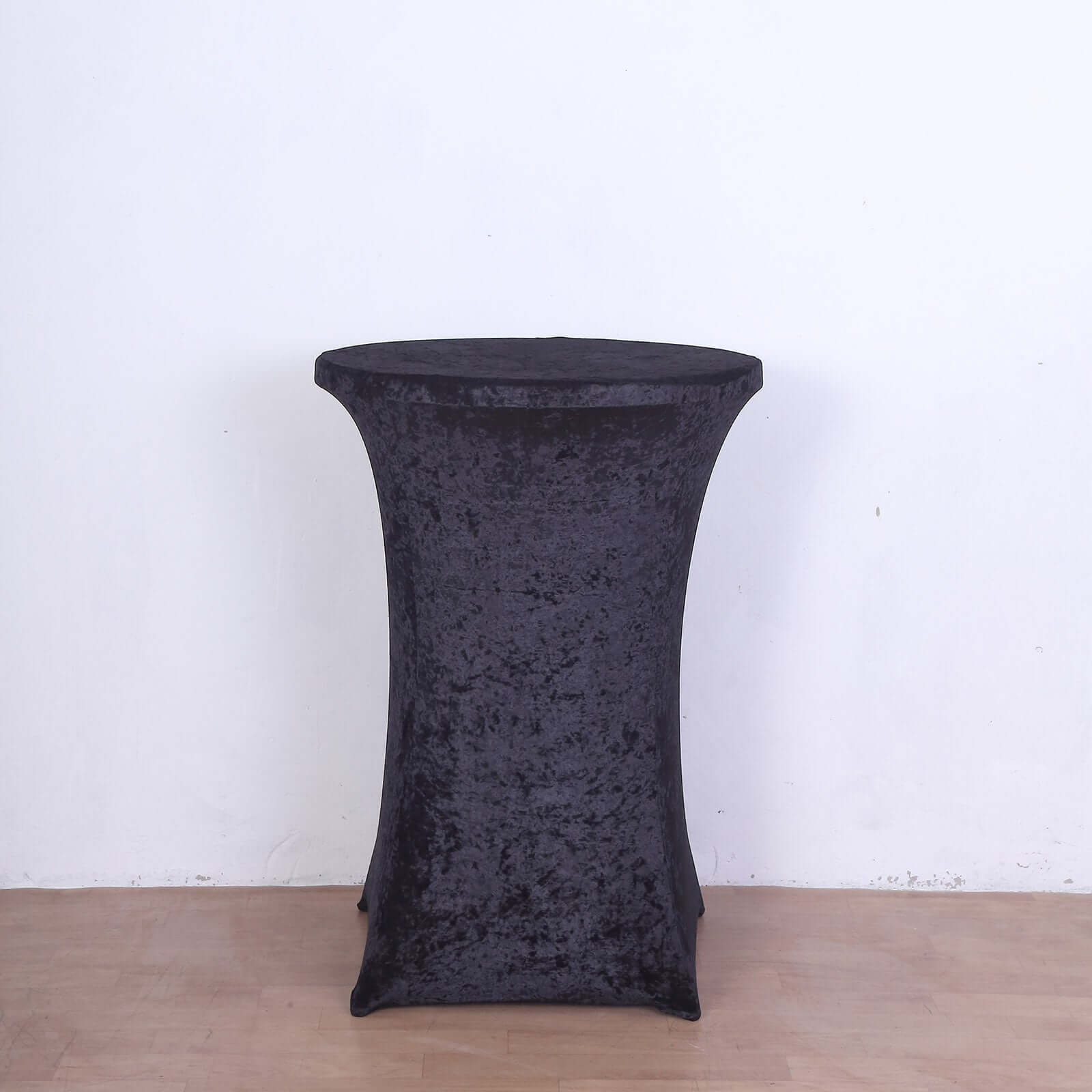 Crushed Velvet Spandex 30" Round Cocktail Table Cover Black Smooth Highboy Tablecloth - Bell Racket Store