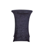 Crushed Velvet Spandex 30" Round Cocktail Table Cover Black Smooth Highboy Tablecloth - Bell Racket Store