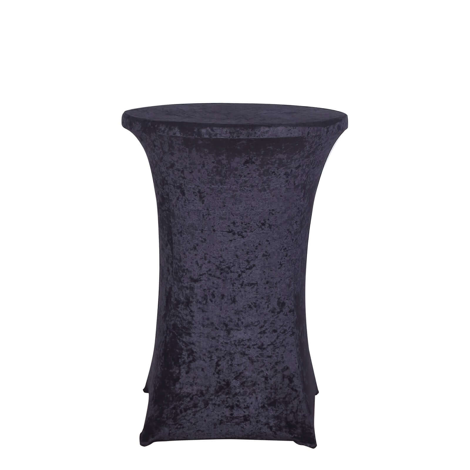 Crushed Velvet Spandex 30" Round Cocktail Table Cover Black Smooth Highboy Tablecloth - Bell Racket Store
