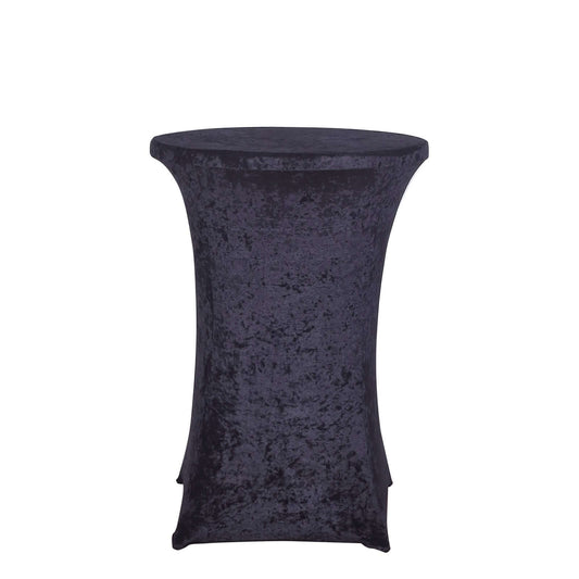 Crushed Velvet Spandex 30" Round Cocktail Table Cover Black Smooth Highboy Tablecloth - Bell Racket Store