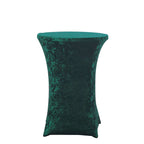 Crushed Velvet Spandex 30" Round Cocktail Table Cover Hunter Emerald Green Smooth Highboy Tablecloth - Bell Racket Store
