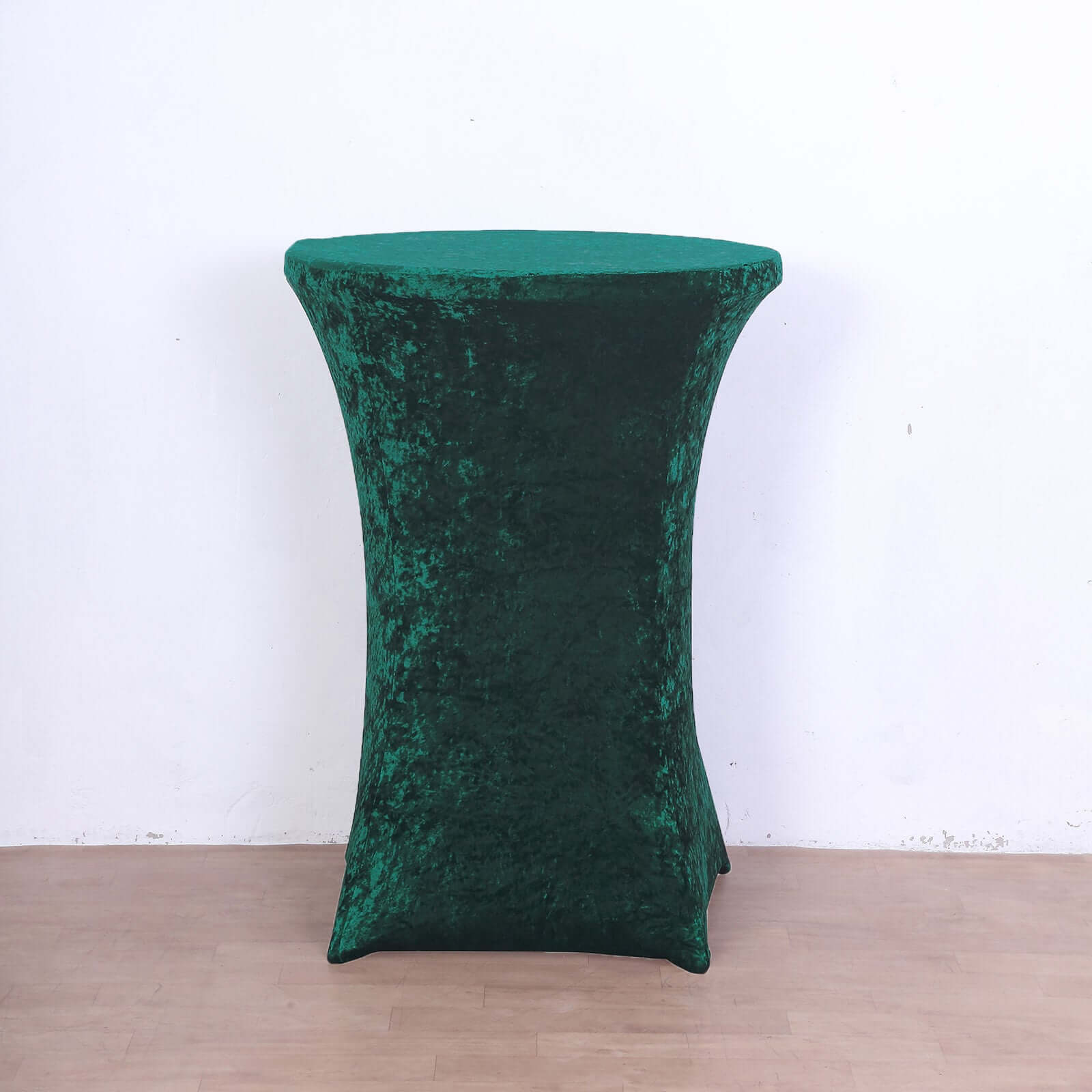Crushed Velvet Spandex 30" Round Cocktail Table Cover Hunter Emerald Green Smooth Highboy Tablecloth - Bell Racket Store