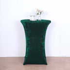 Crushed Velvet Spandex 30" Round Cocktail Table Cover Hunter Emerald Green Smooth Highboy Tablecloth - Bell Racket Store