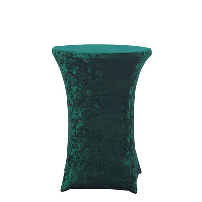 Crushed Velvet Spandex 30" Round Cocktail Table Cover Hunter Emerald Green Smooth Highboy Tablecloth - Bell Racket Store