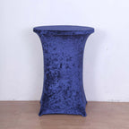 Crushed Velvet Spandex 30" Round Cocktail Table Cover Navy Blue Smooth Highboy Tablecloth - Bell Racket Store