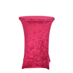 Crushed Velvet Spandex 30" Round Cocktail Table Cover Red Smooth Highboy Tablecloth - Bell Racket Store