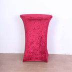Crushed Velvet Spandex 30" Round Cocktail Table Cover Red Smooth Highboy Tablecloth - Bell Racket Store