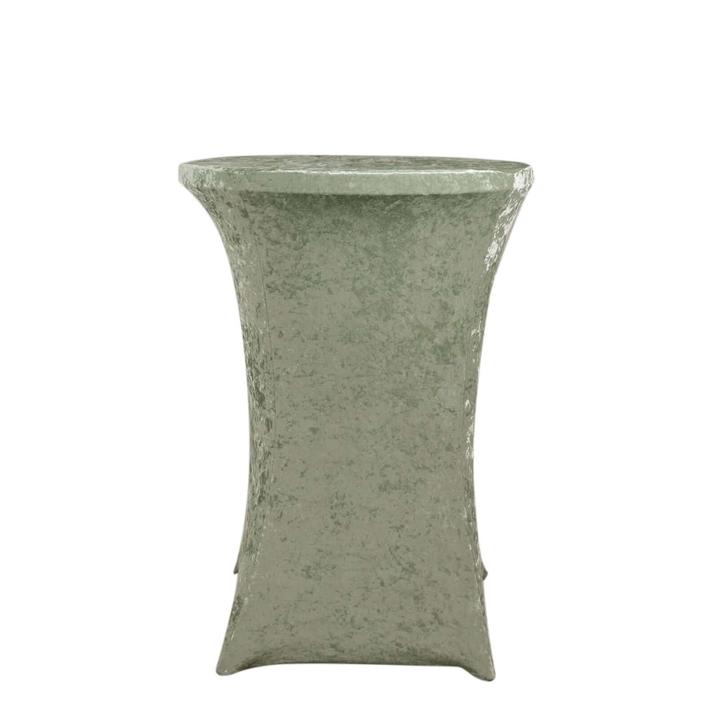 Crushed Velvet Spandex 30" Round Cocktail Table Cover Sage Green Smooth Highboy Tablecloth - Bell Racket Store