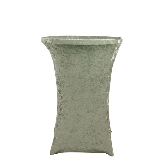 Crushed Velvet Spandex 30" Round Cocktail Table Cover Sage Green Smooth Highboy Tablecloth - Bell Racket Store