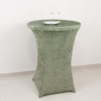 Crushed Velvet Spandex 30" Round Cocktail Table Cover Sage Green Smooth Highboy Tablecloth - Bell Racket Store