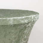 Crushed Velvet Spandex 30" Round Cocktail Table Cover Sage Green Smooth Highboy Tablecloth - Bell Racket Store