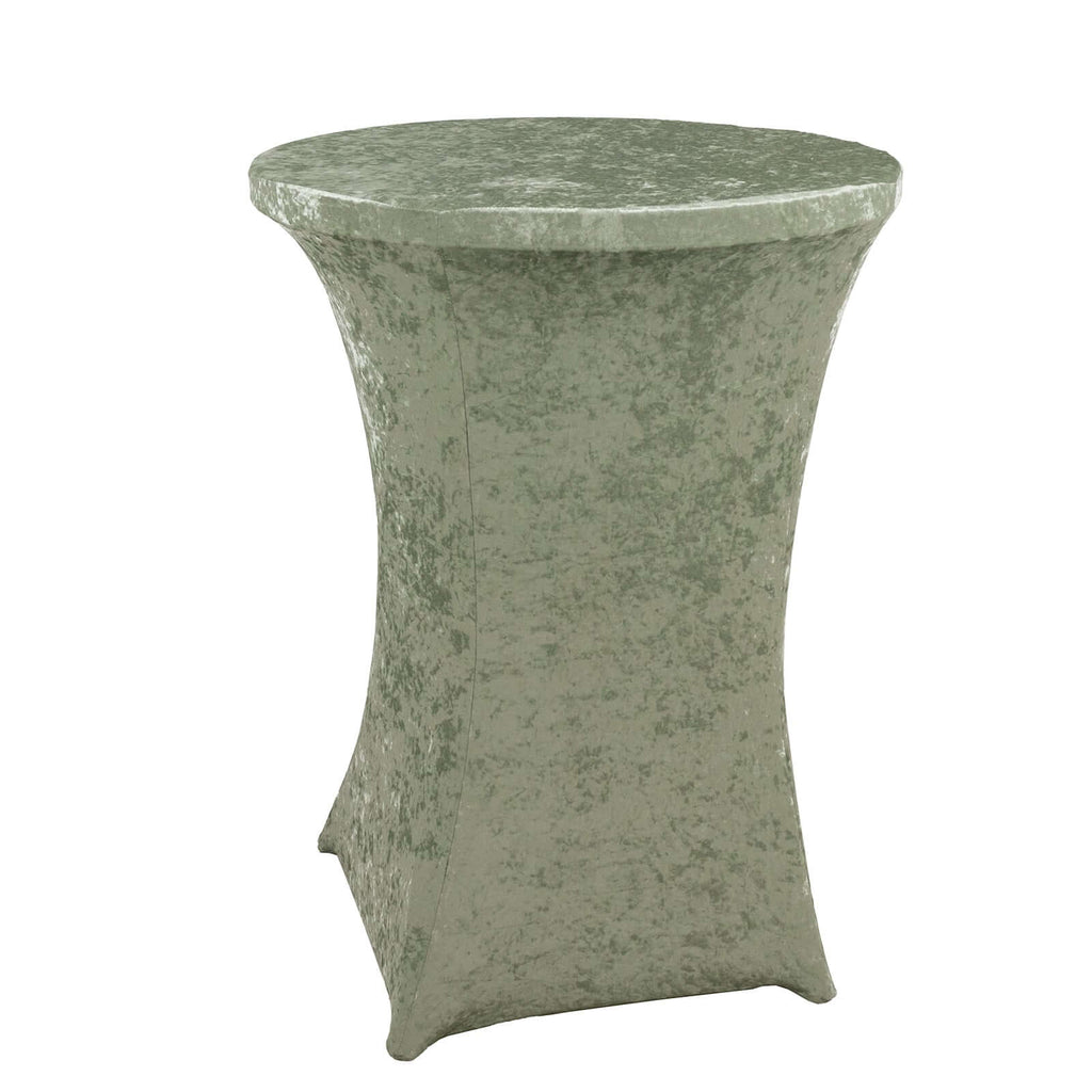 Crushed Velvet Spandex 30" Round Cocktail Table Cover Sage Green Smooth Highboy Tablecloth - Bell Racket Store