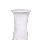 Crushed Velvet Spandex 30" Round Cocktail Table Cover White Smooth Highboy Tablecloth - Bell Racket Store